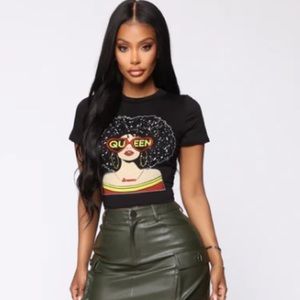 Fashion Nova Black Vision’s Clear “Queen”  Short Sleeve Crop Top Size Medium